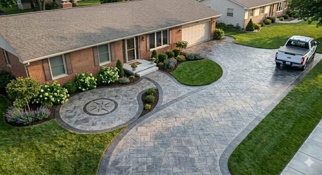 Stamped concrete driveway